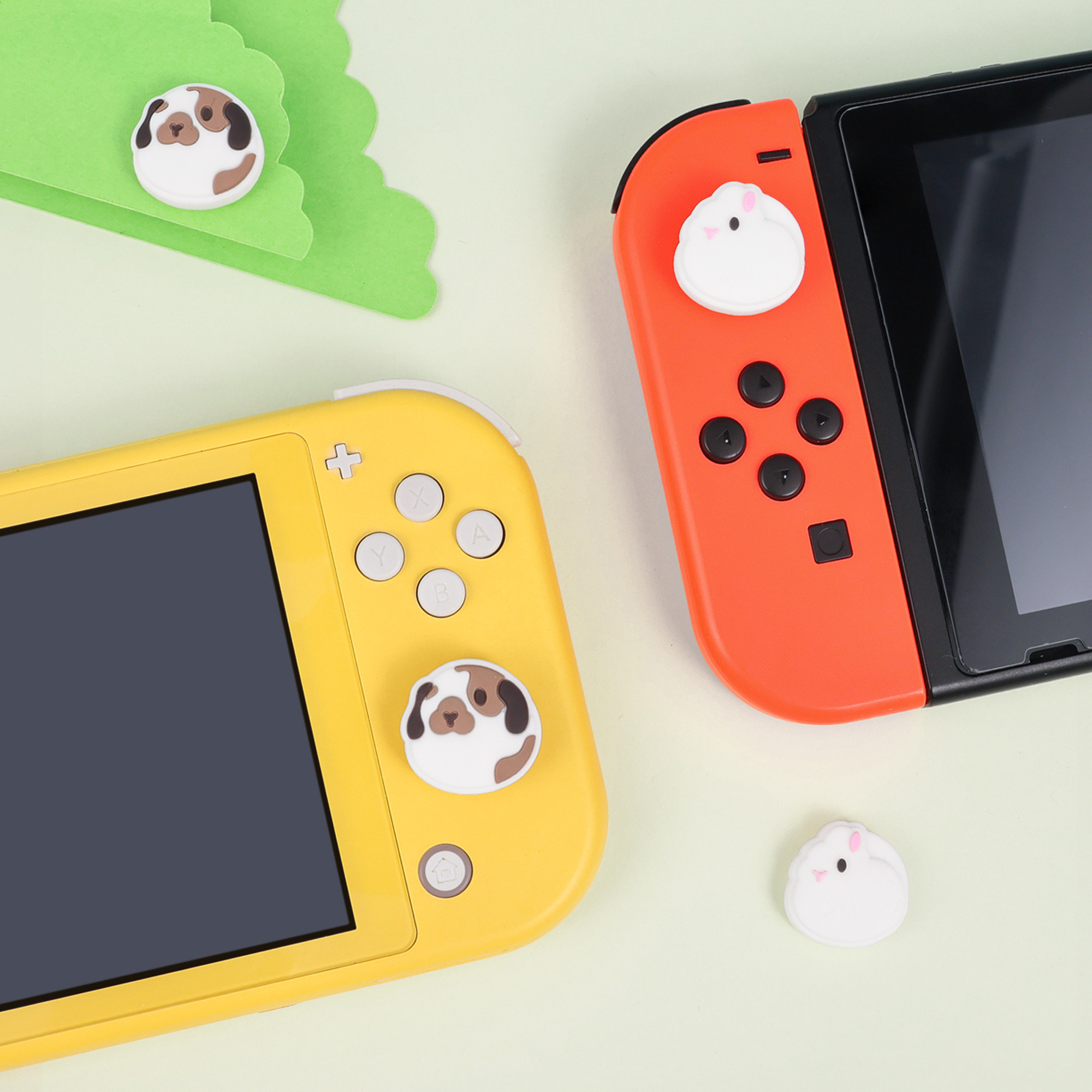 PAWDIARY 흰 토끼와 접힌 귀 토끼 스위치 로커 캡 OLED NS 배터리 라이프 라이트 범용 조이 콘 보호 캡 핸들 키 캡