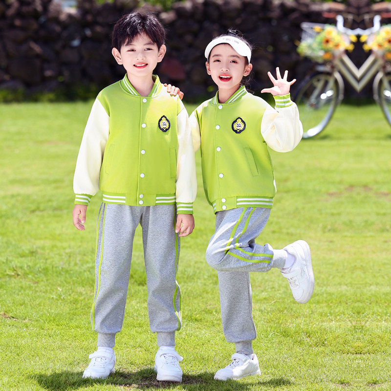幼儿园园服春秋装一年级小学生棒球服运动会纯棉三件套学生班服