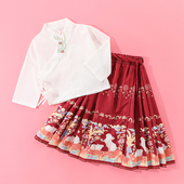 明制唐装 女孩中式 中小女童春夏汉服 改良套装 儿童马面裙中国风古装