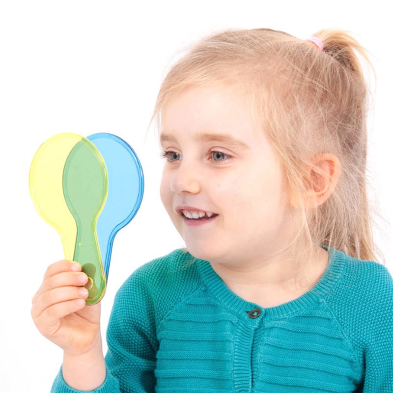 幼儿园透明六色手柄色板彩色透光片颜色过滤板儿童益智实验教