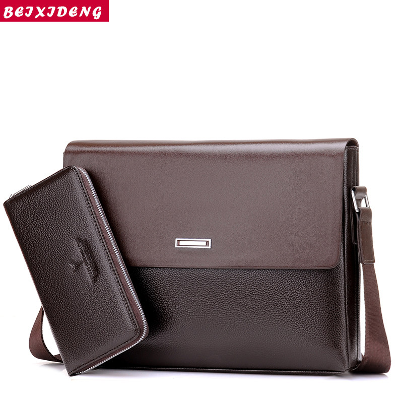 包包新款潮男手提包商务办公休闲公文包男包大T容量横款皮包跨包