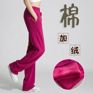 秋冬加绒运动裤女加厚款高腰休z闲裤纯棉卫裤中老年大码宽松长裤