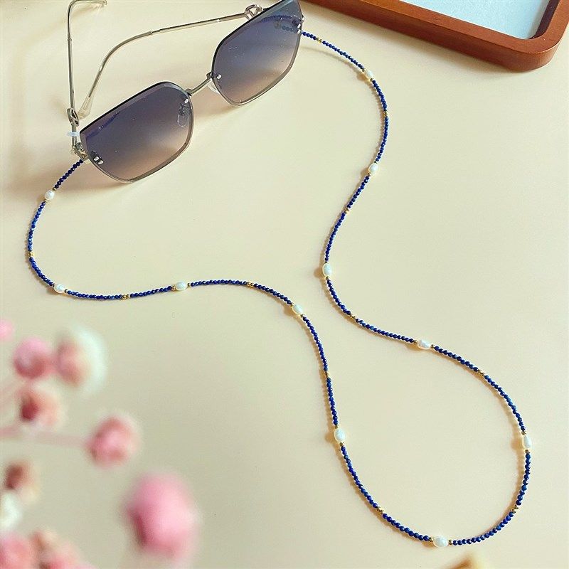青黛天然青金石眼镜链时尚米珠珍珠项链叠戴新中式创意墨镜绳,ZIPPO/瑞士军刀/眼镜,眼镜链,淘宝优惠券,粉丝福利购,淘宝优惠卷