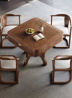 麻将机全自e动餐桌两用家用麻雀一体餐麻小户型实木可收纳椅子电