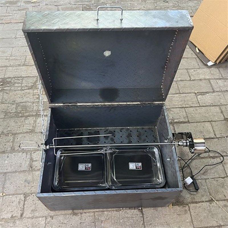 带盖烤羊腿炉子自动旋转烧烤炉无烟烤羊腿炉子商用V饭店烤羊排鸡