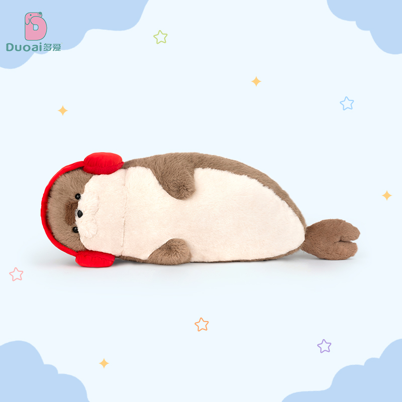新款耳机海豹毛绒k玩具可爱睡觉抱玩偶超柔软公仔送男女孩生日礼