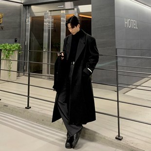 男士毛呢大d衣男款冬季加厚呢子韩版潮流休闲宽松风衣外套长款过