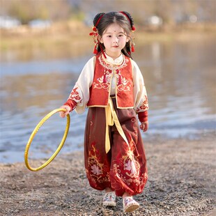 汉服女童2025春款儿童表演哪吒服装国潮风套装男童女童演出服