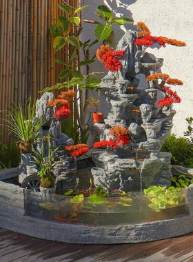 户外庭院花园假山流水喷泉别墅造景鱼池阳台水池循环水招财摆件