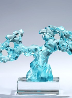 琉璃发财树太湖石招财树艺术品摆件居家玄关客厅办公开业摆放装饰