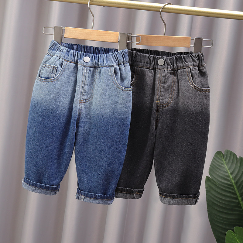 婴儿牛仔裤衣服韩版春秋儿童男童女宝宝小童休闲长裤子宽松运动裤