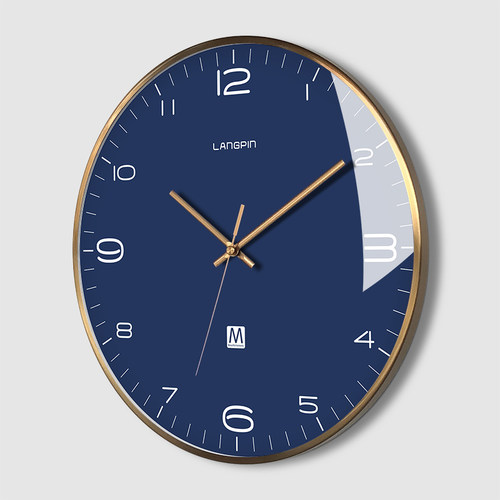 朗品现代北欧时尚简约客厅家用卧室办公静音时钟挂钟石英钟挂表