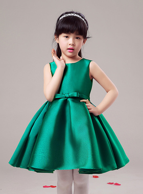 女童公主裙e儿童礼服蓬蓬裙六一儿童节演出钢琴礼服裙花童绿色黑