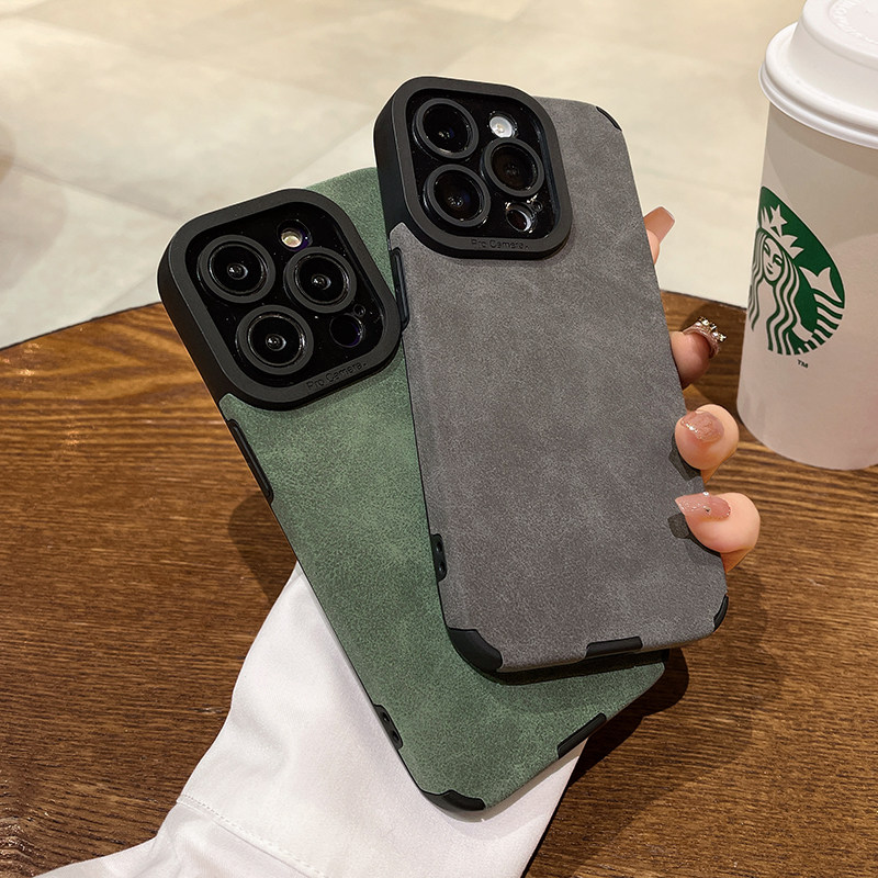 适用苹果13promax手机壳高级感14pro皮质iPhone18新款防尘15磨砂16小羊皮17全包X防摔十三pm硅胶软