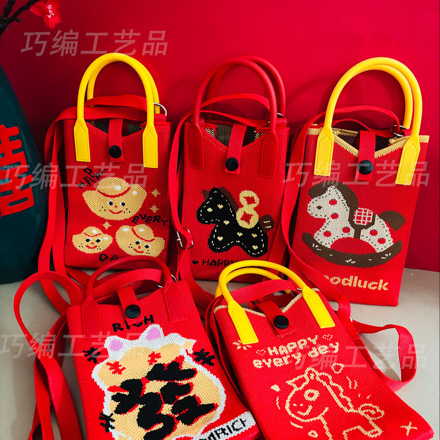 手机包针织包手拎包个性休闲零钱包2024韩版新款小众迷你单肩斜跨