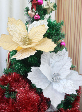 26cm新款仿真圣诞花花环编织配件派对活动装饰花灯插枝圣诞树布置
