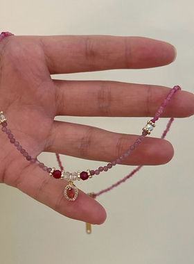 新中式项链串珠锁骨链女水晶