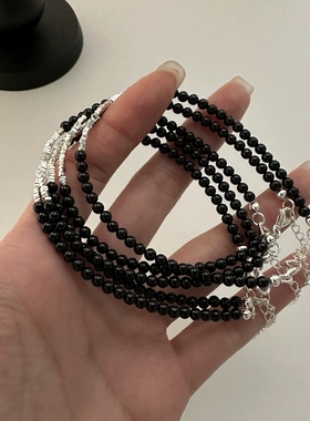黑玛瑙手链RONERAI碎银子小众女