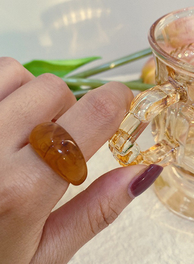 醋酸笑脸戒指树脂日韩女