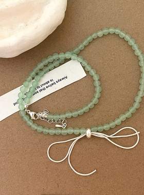 绿色项链人造水晶锁骨链女合金