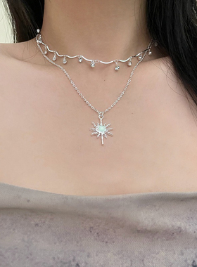 太阳花项链合金锁骨链女锆石