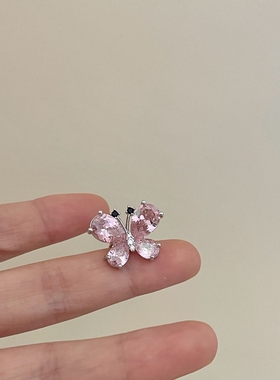 蝴蝶耳环耳夹合金甜美锆石女