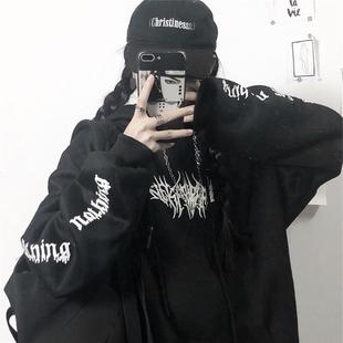 gothic hoodie long sweatshirt women aesthetic hip hop