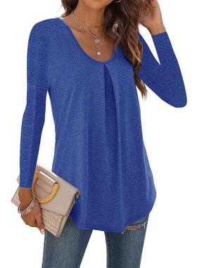 T-shirt sleeve long swallowtail neck round discounted color