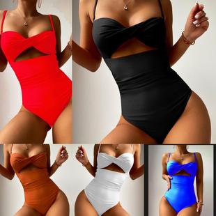 neck strap cross Swimsuit one halter back piece womens