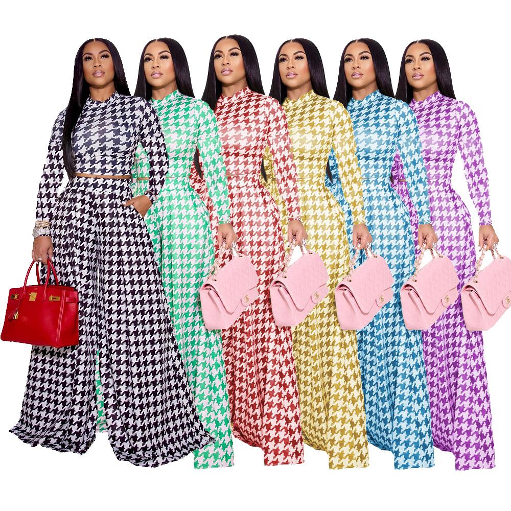 suit casual ladies trousers sleeve long neck round pattern