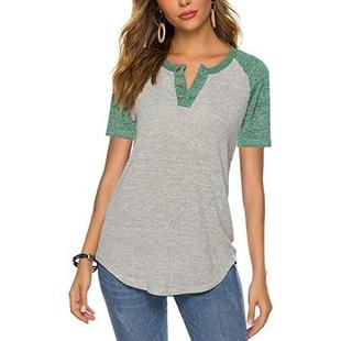 Loose shirt Contrast Casual Short Colorblock Button