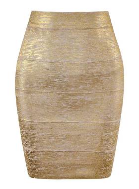 Gold-stamped bandage skirt fashionable and elegant ladies