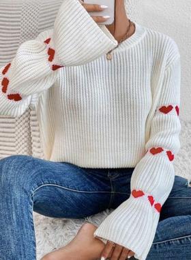 heat turn-down print sweaters women knitting warm tricots