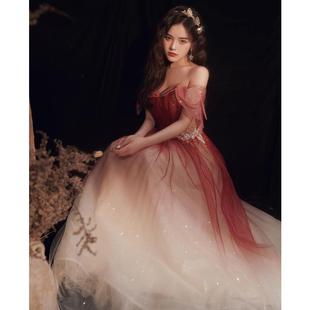 wedding slim banquet red evening toast bride female dress