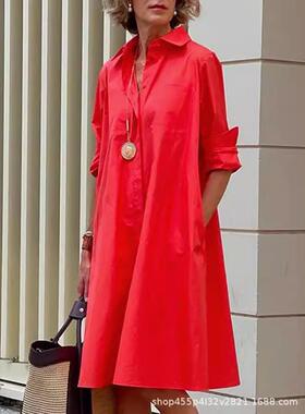 women for shirt loose long-sleeved mid-length button-down