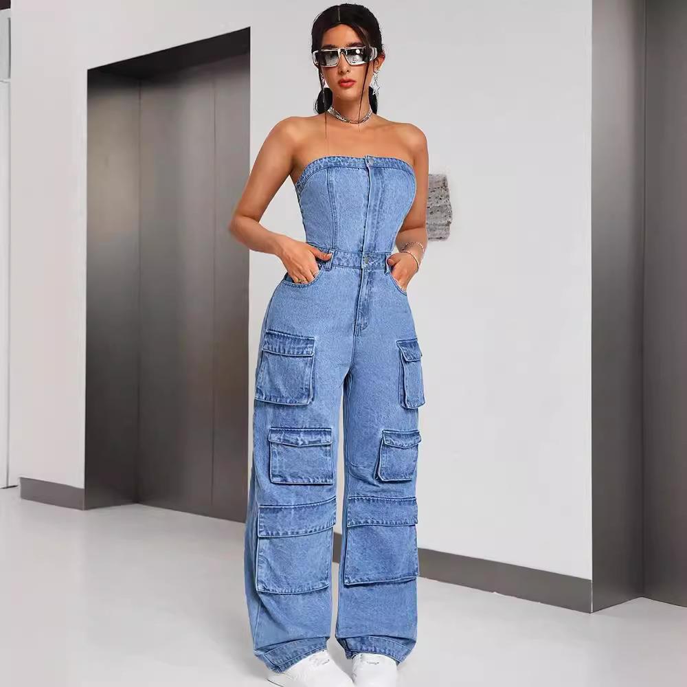sexy denim jumpsuit  women winter clothes streetwear one