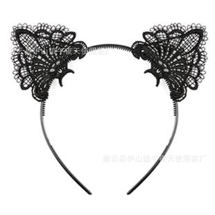 hollow headband lace cat ears decorative catwoman