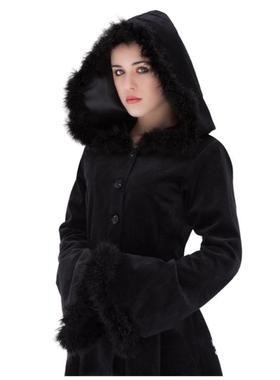 y overcoat coat retro black worsted long women flowers disc