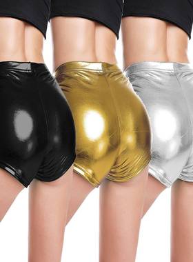 metallic solid dance clothing shiny bottom club cortos sexy