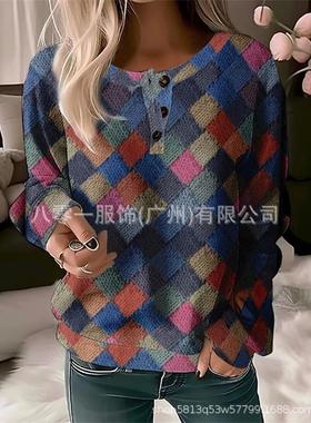 women floral print long pleated button -shirt tops roupas