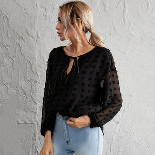 solid long for top thin women chiffon sleeve loose color