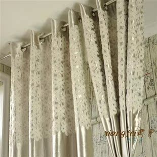 丝带绣花窗帘打孔成品窗帘 客厅卧室防晒 挂钩高遮光窗帘 特价
