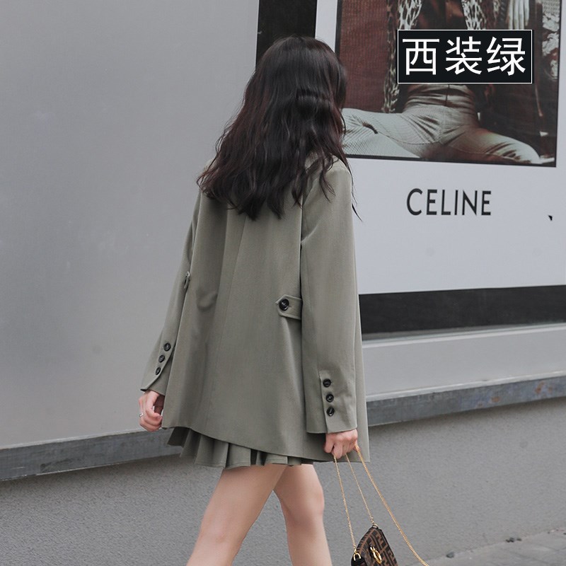 西装套装女春秋季2025新款小个子高级感jk制服学院风百褶裙两件套