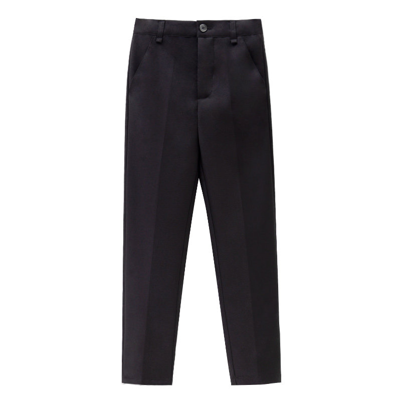 儿童西裤男童黑色西装裤夏演出服大童表演长裤小学生背带裤白裤子