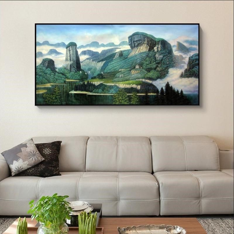 武夷之春流水生财企业办公室墙壁画会客厅书房装饰画版有框画挂画