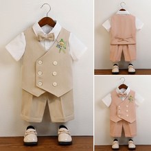 男童西装套装夏季周岁男宝礼服英伦花童婚礼小西服夏天儿童演出服
