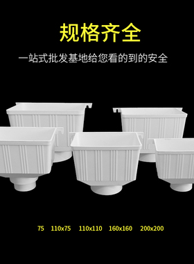PVC方型110雨水斗160下水管排水250集水落水漏斗屋面200桥梁水斗