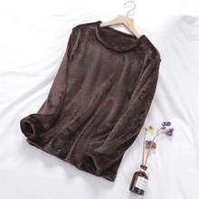 冬季加厚睡衣男女法兰绒单件保暖上衣圆领套头珊瑚绒宽松家居服