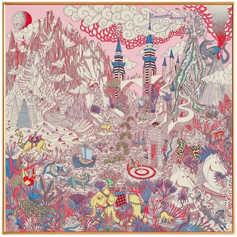 宇宙图志爱马丝巾印刷挂画餐厅边柜装饰画玄关走廊斗柜画卧室画