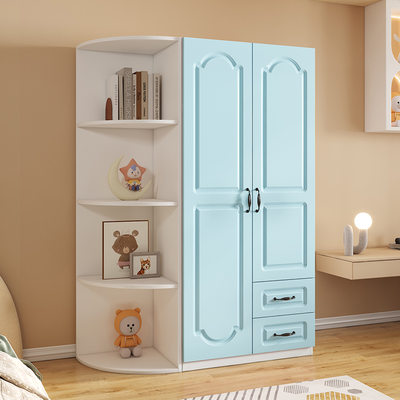 儿童两门家用卧室实木衣柜宝宝女孩小户型柜子简易公主抽屉小衣橱